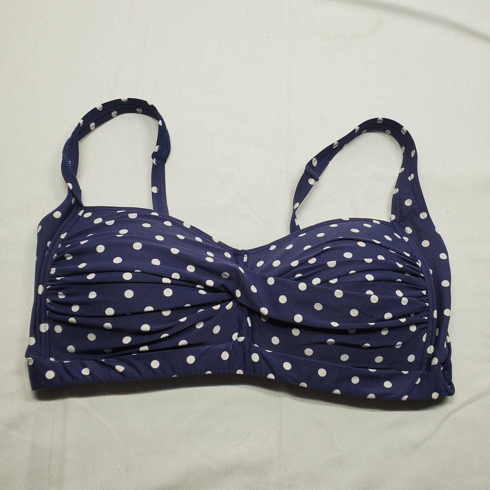 Bond-Eye Australia Bikini Top Blue and White Polka Dot Full Coverage Sz 14 US 10